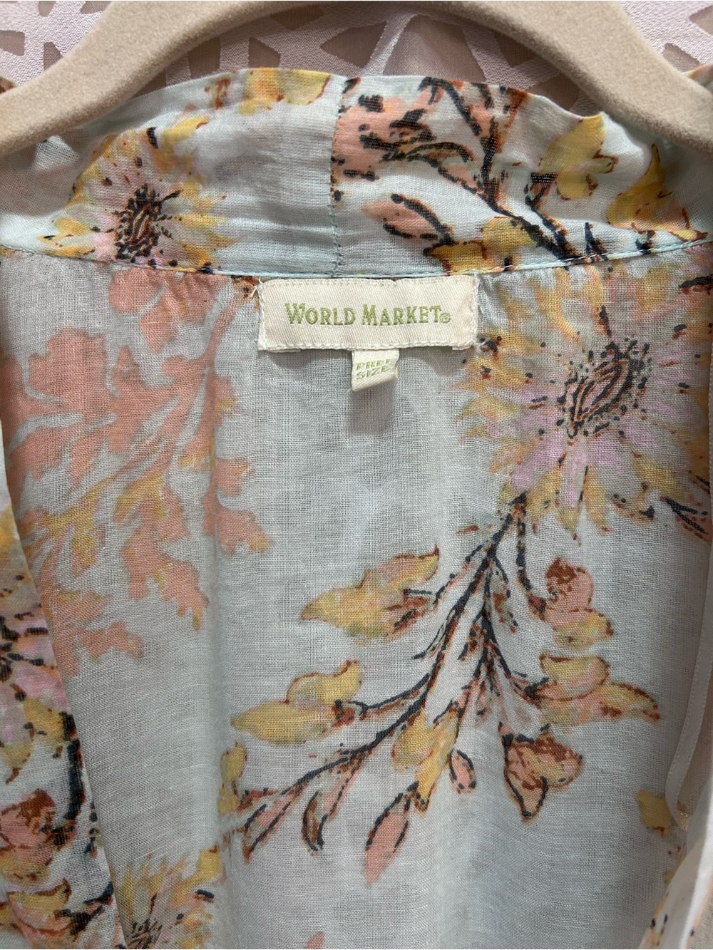 World Market Pale Blue Pastel Floral 100% Cotton Robe - Picture 2 of 10